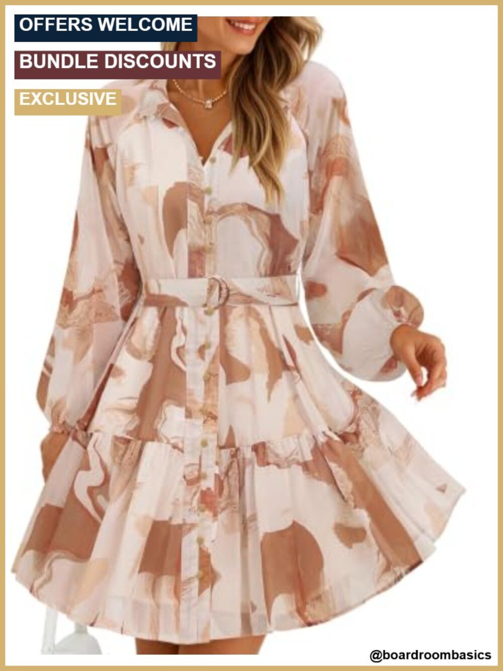 Chiffon Floral Mini Dress Long Puff Sleeve Button Down Tie Waist